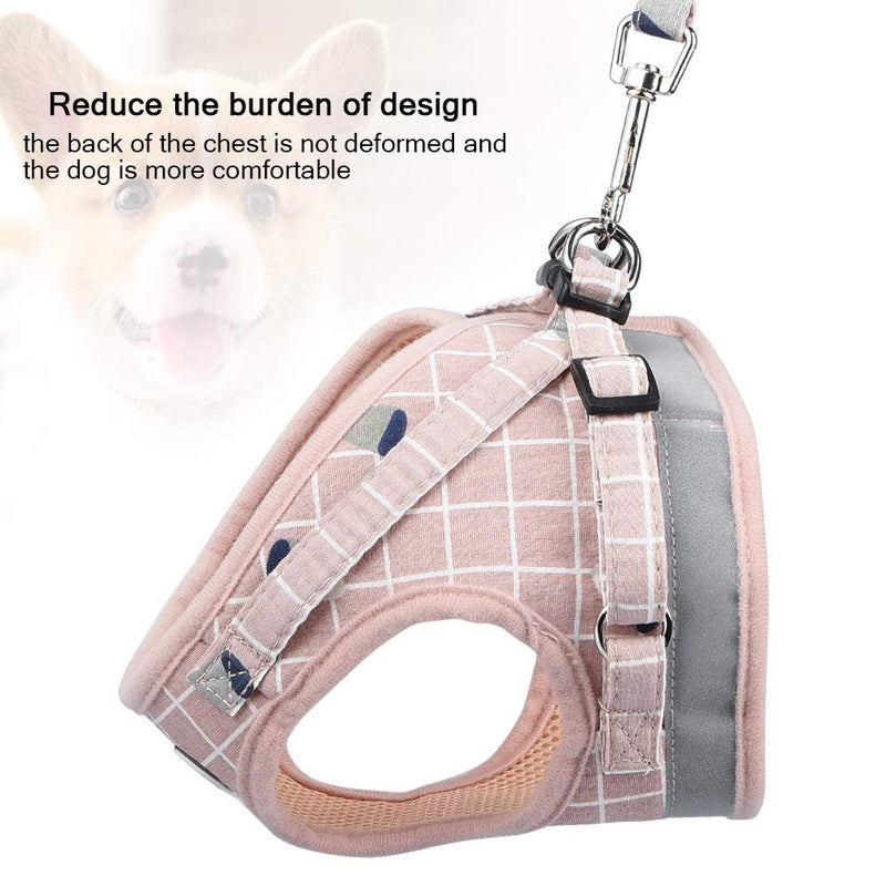[Australia] - Anyifan Cat and Puppy Harness and Leash Set, Plaid Mesh Adjustable Outdoor Small Dog Harnesses Escape Proof Safety, Breathable Comfort Reflective Dog Vest, Fit Puppy Cat Medium Pink 