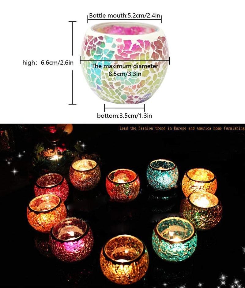 Primst 3pcs Mosaic Glass Candle Holder, Shiny Aroma Tealight Holder Cup, Table Decoration for Christmas/New Year/Wedding Party (G) G - PawsPlanet Australia