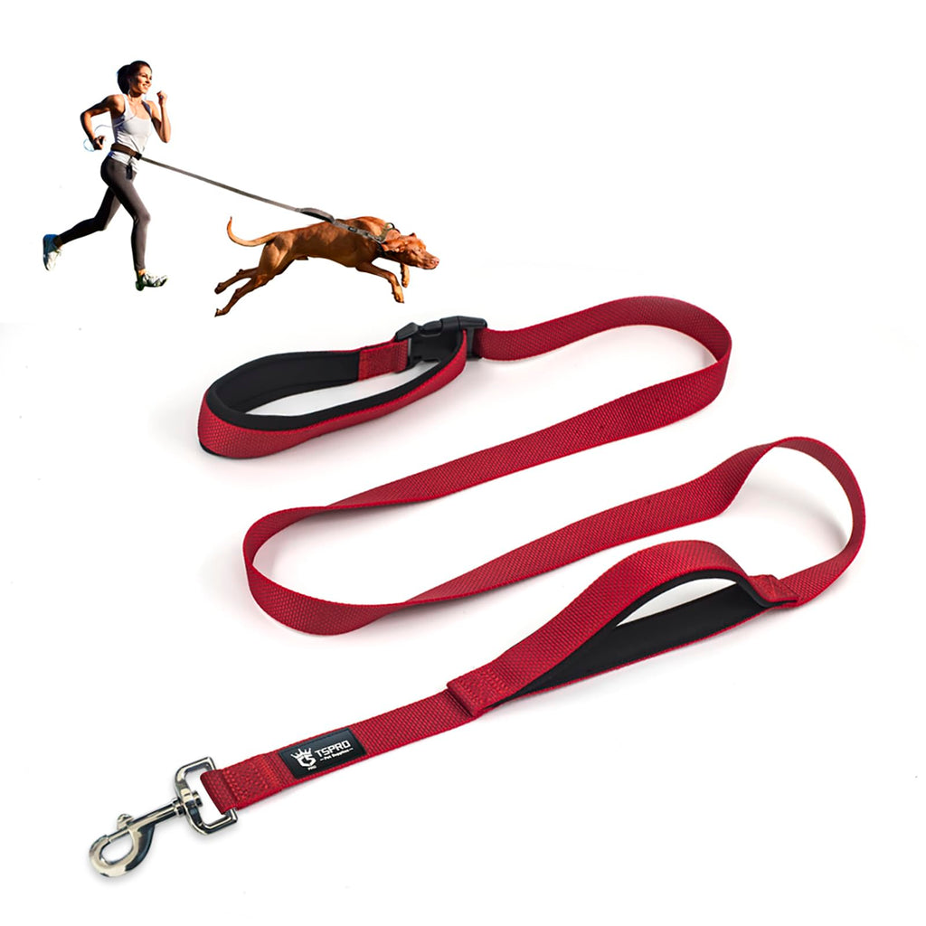 TSPRO Hands-Free Dog Leash Adjustable Walking Leash with Control Safety Handle and Robust Clasp for Small, Medium and Large Dogs Red (Red) Length: 180 cm - PawsPlanet Australia