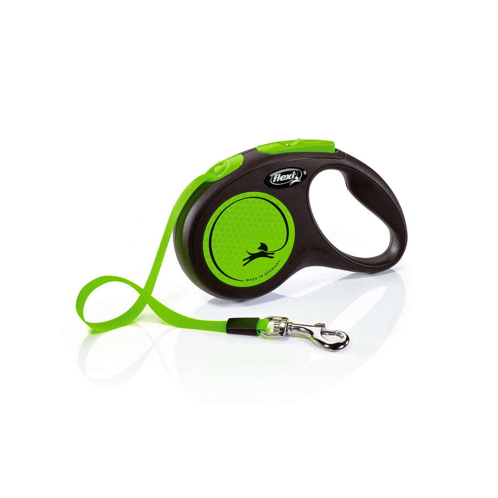 flexi Retractable Leash New Neon - Green - S, 4000498032015, Multi - PawsPlanet Australia