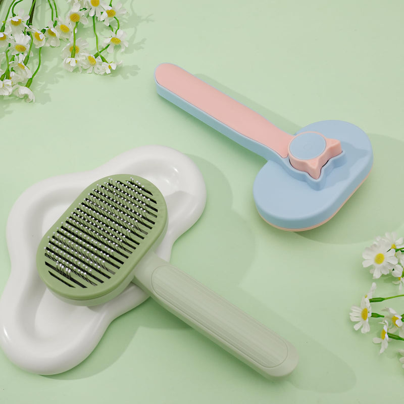 FRIUSATE Pack of 2 cat brush, dog brush, pet brushes with massage particles, cat grooming brush, multifunctional pet hair removal comb - removes loose hair and tangles - PawsPlanet Australia