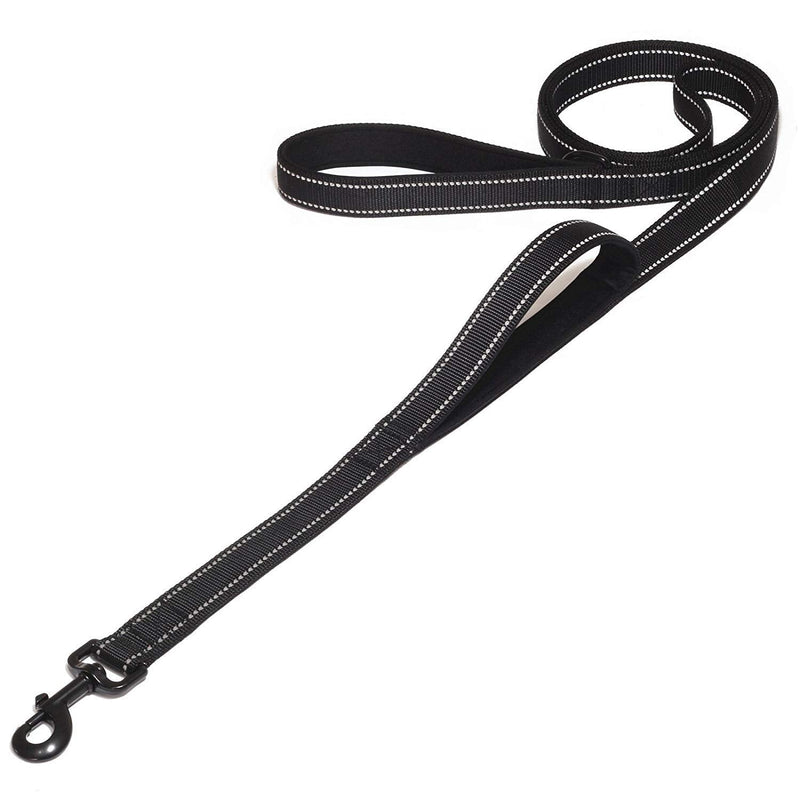 AVANA dog leash with integrated short handle, reflective leash, 2 hand-friendly padded hand loops, 1.5 meter leash for large and medium-sized dogs - black - PawsPlanet Australia