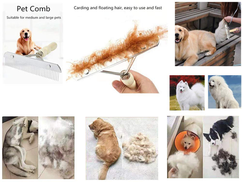 Balancy Dog Long Hair Brush，Pet Comb,Long Tooth Dog Rake，,Large Animal Grooming Rake - PawsPlanet Australia