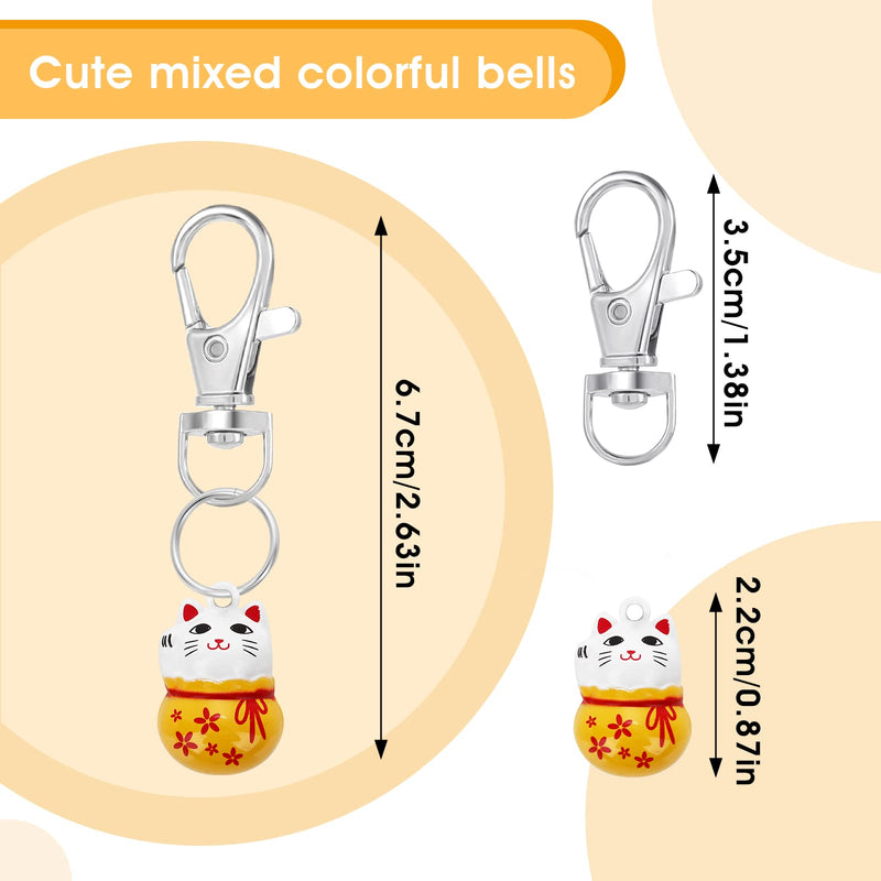 Cobee Pet Collar Bells, 6pcs Colorful Lucky Cat Collar Bells for Kittens Trainning Loud Bells with Breakaway Buckle for Cat Necklace Pendant Cat Collar Bells for Lucky with Key Rings - PawsPlanet Australia