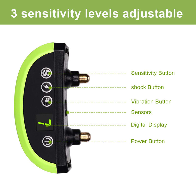 [Australia] - Dog No Bark Collar with Smart Detection Vibration and Harmless Shock- Rechargeable Anti Barking Device for Small Medium and Large Dog (Green) 