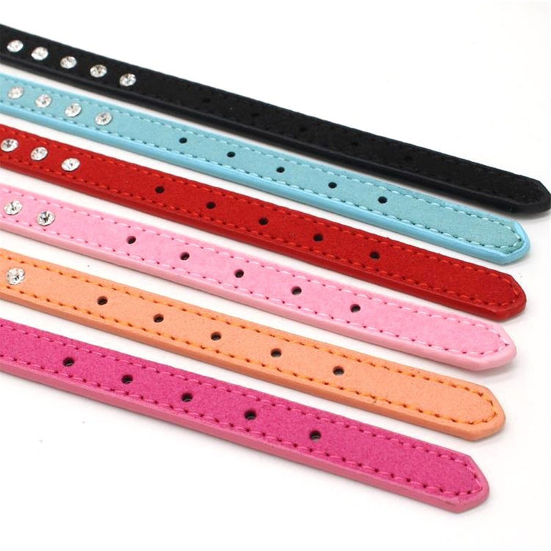 [Australia] - Dogs Kingdom 10"-16.5" Total Length Suede Skin Jeweled Rhinestones Pet Dog Collar Sparkly Crystal Diamonds Studded Leather Puppy Dog Cat Collar S Purple 