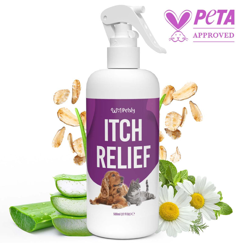 Petsly Anti-Itching Dog and Cat Care Spray for Itchy Animal Skin - Nourishing Aloe Vera as a Remedy for Itching in Cats, Dogs Relieve Itching in Dogs, Cats + Dogs Spray [500ml] - PawsPlanet Australia