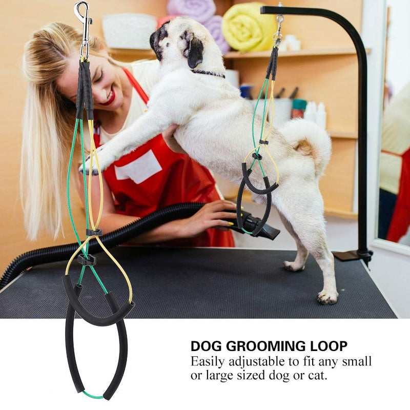 [Australia] - Felenny Pet Bathing Tether Straps Dog Cat Grooming Loop Adjustable Single Noose Ropes Steel Wire Hanging Rope for Pet Table Arm Bath Tub Double S 