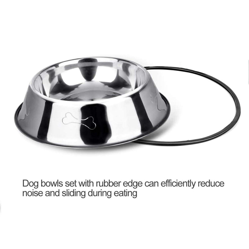 SUOXU 2 Stainless Steel Dog Bowls, Dog Feeding Bowl, Dog Plate Bowls With Non-slip Rubber Bases,Small Pet Feeder Bowls And Water Bowls (M-580 ml /19.6oz) M-580 ml /19.6oz - PawsPlanet Australia