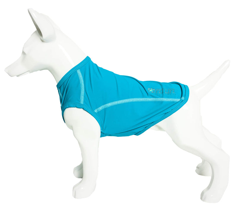 [Australia] - Pet Life Active 'Racerbark' 4-Way Stretch Performance Active Dog Tank Top T-Shirt Medium Blue 