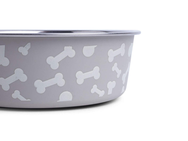 Petface White Bones Print Deli Dog Bowl, 17 cm - PawsPlanet Australia