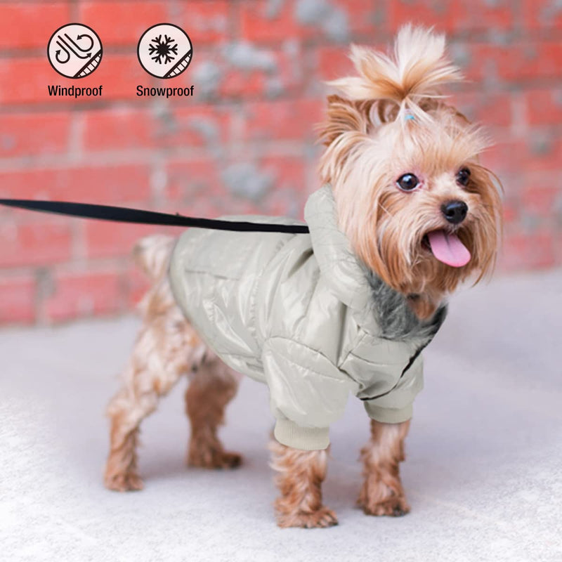 Namsan Pet Puppy Dog Clothes Waterproof and Windproof Hoodie Winter Warm Apparel Coat Outwear -Gray -Small S-Bust:9.8-11.8"(25-30cm) Gray - PawsPlanet Australia