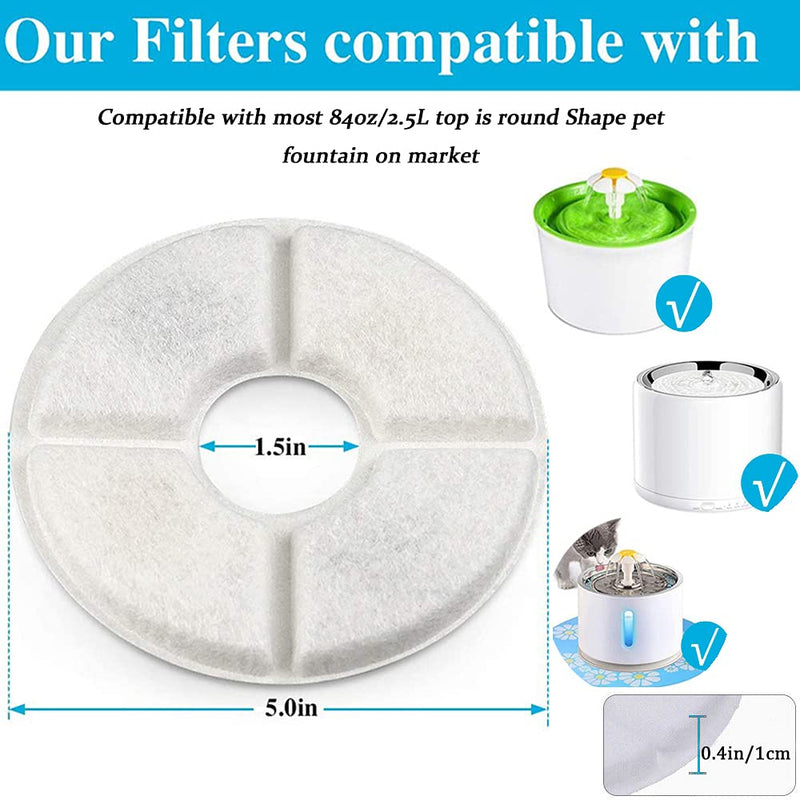 12 Pack Pet Cat Fountain Filter, Water Fountain Replacement Filter, Food Grade Water Fountain Filter with Triple Filtration System for Top Round Shape 84oz/2.5L Automatic Dog Water Dispenser - PawsPlanet Australia