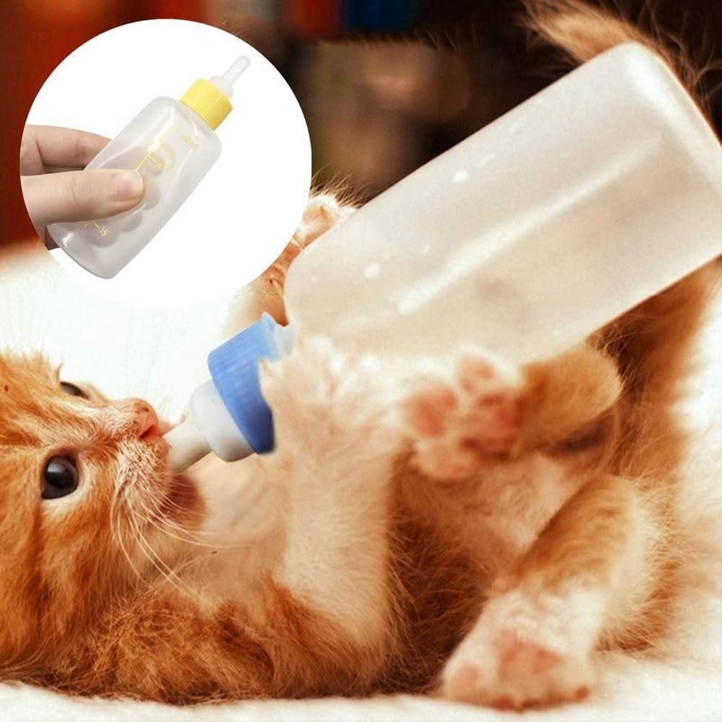 7 Pcs Cat Nursing Bottle 60ml Pet Feeding Bottle with Replacement Nipples and Cleaning Brushes for Pet Puppy Cat Kitten Rabbit - PawsPlanet Australia