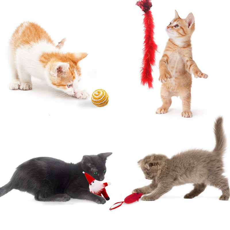 [Australia] - PAWCHIE Christmas Cat Stocking Toys 14 Pcs Cat Toys Set for Kitten Variety Pack 