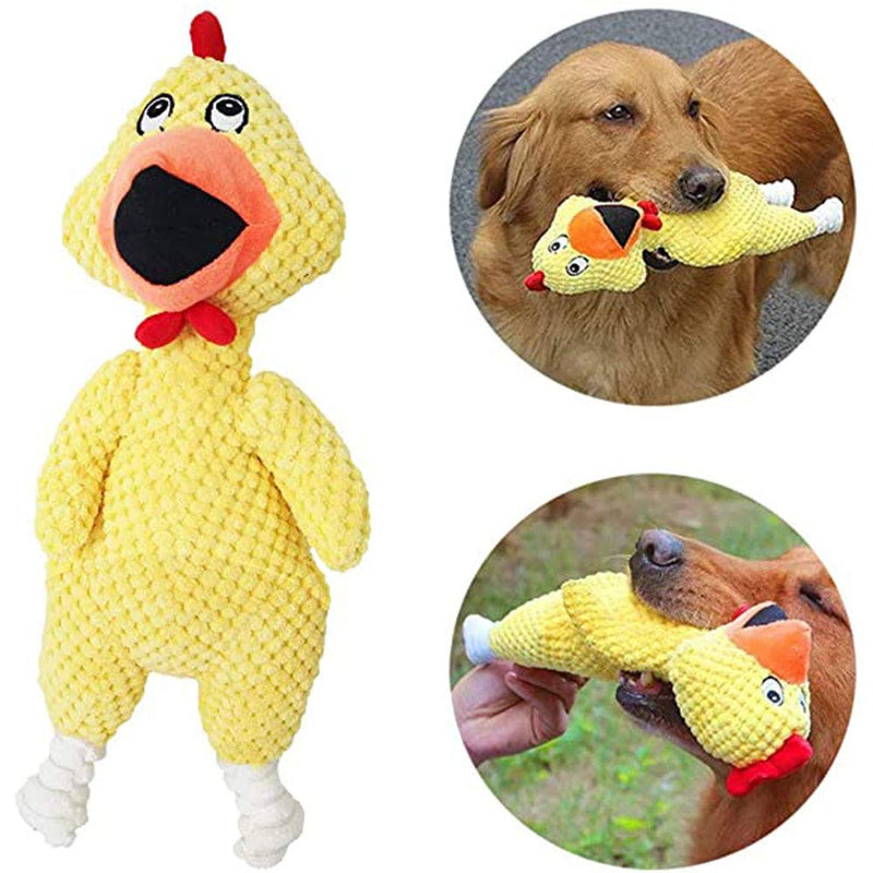 Amasawa Stuffed Dog Toy, Puppy Squeaky Dog Toys, Chicken Shape Plush Toy, Pet Chew Toys, for Large Small Medium Durable Plush Squeaker Dog Toys Yellow - PawsPlanet Australia