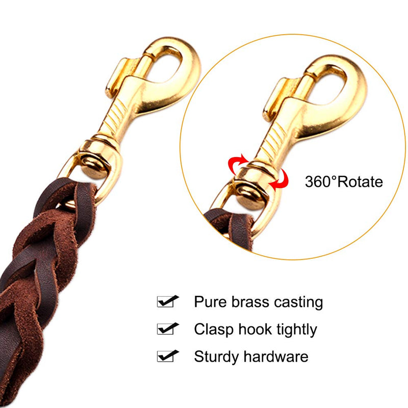 [Australia] - DAIHAQIKO Leather Dog Leash Braided 4ft/6ft Heavy Duty Training for Large Medium Small Breed Dog Brown Standard Pet Leashes 4FT * 1/2" 