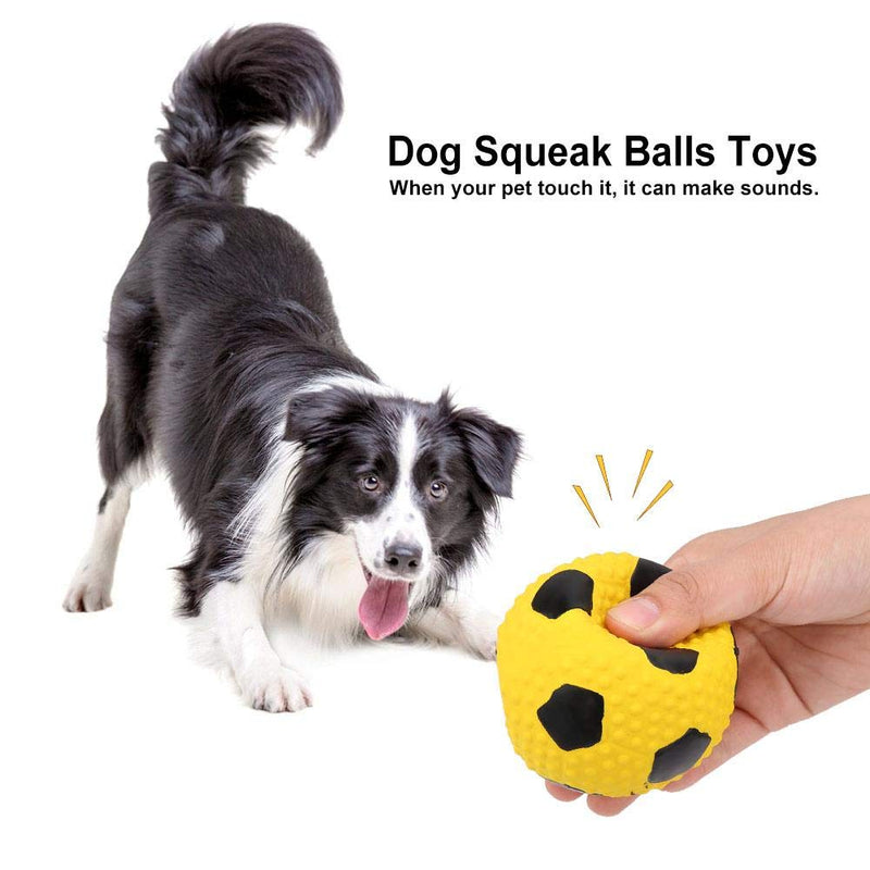 Pssopp Dog Football Toy Colorful Elastic Latex Dog Chew Toys Pet Teeth Cleaning Biting Toy Bite-resistant Squeak Balls Pet Interactive Training Toys(Yellow) Yellow - PawsPlanet Australia