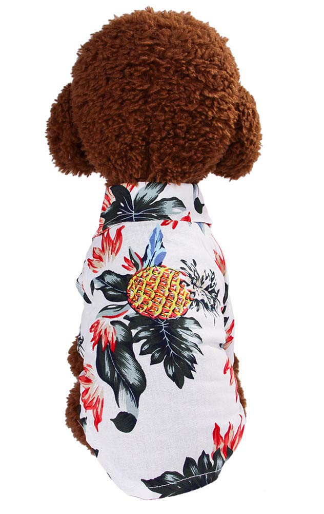 [Australia] - MaruPet Doggie Summer Pineapple Print Polo T Shirts Hawaiian Style Sun Protection Lightweight Pet Air Conditioning Clothes Dog Cotton Sunscreen T-Shirtfor Small, Extra Small Dog X-Small (Chest:10.5" Back:7.5") A-white 