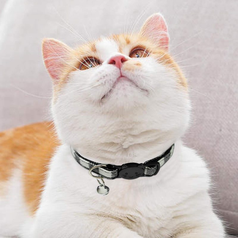 MJIYA Pet Dog and Cat Collar with Bell Grid Collar Plastic Buckle Light Adjustable Collars Black Medium - PawsPlanet Australia