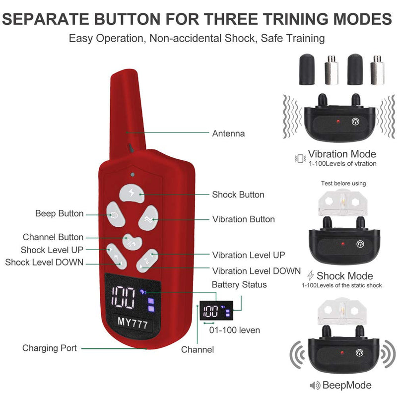 [Australia] - Training Collar for Dogs - Dog Training Collar with Remote 3 Correction Modes Beep, Vibration Waterproof Dog E Collar for Dogs Large,Medium,Small Rechargeable Training Collar Up to 1800ft Remote Range 