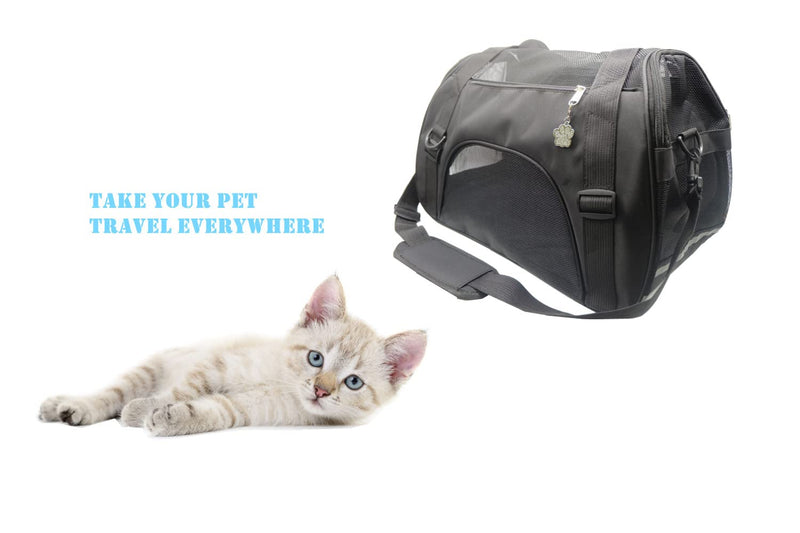 ZaneSun Cat Carrier,Soft-Sided Pet Travel Carrier for Cats,Dogs Puppy Comfort Portable Foldable Pet Bag Airline Approved Medium-Black - PawsPlanet Australia