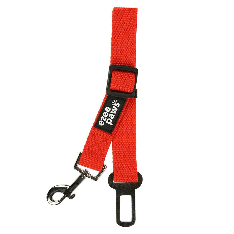 Ezee Paws Dog Seat Belt Safety Harness Lead for Car Vehicle Adjustable (2-Pack) (Black-Red) Black-Red - PawsPlanet Australia