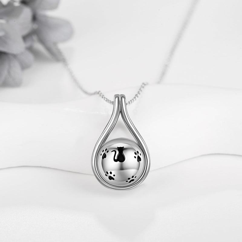 URONE Cat Paw Urn Necklace for Ashes 925 Sterling Silver Cat Ashes Necklace Pet Keepsake Cremation Jewelry for Women Cat Lovers - PawsPlanet Australia