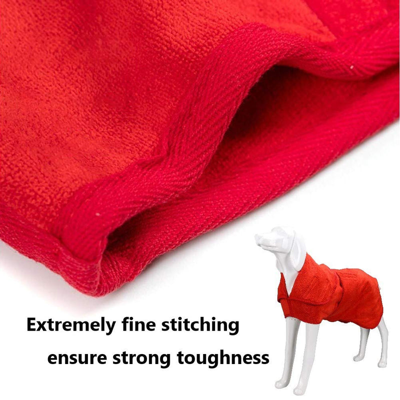 Dog Drying Coat Robe Towel, Dog Bathrobe, Absorb Moisture and Dry Pet Quickly, Puppy towelling Bathing Accessories, Adjustable Collar and Waist, Dog 51cm Back Length for Medium Dog M: 51cm Back Red - PawsPlanet Australia