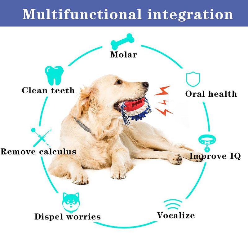 Dog Toys for Aggressive Chewers - Double Suction Cup Dog Tug Toy, Dog Puzzle Chew Interactive Dog Toys Squeaky Molar Bite Ball for Teeth Cleaning & Food Dispensing Blue Chew Balls - PawsPlanet Australia