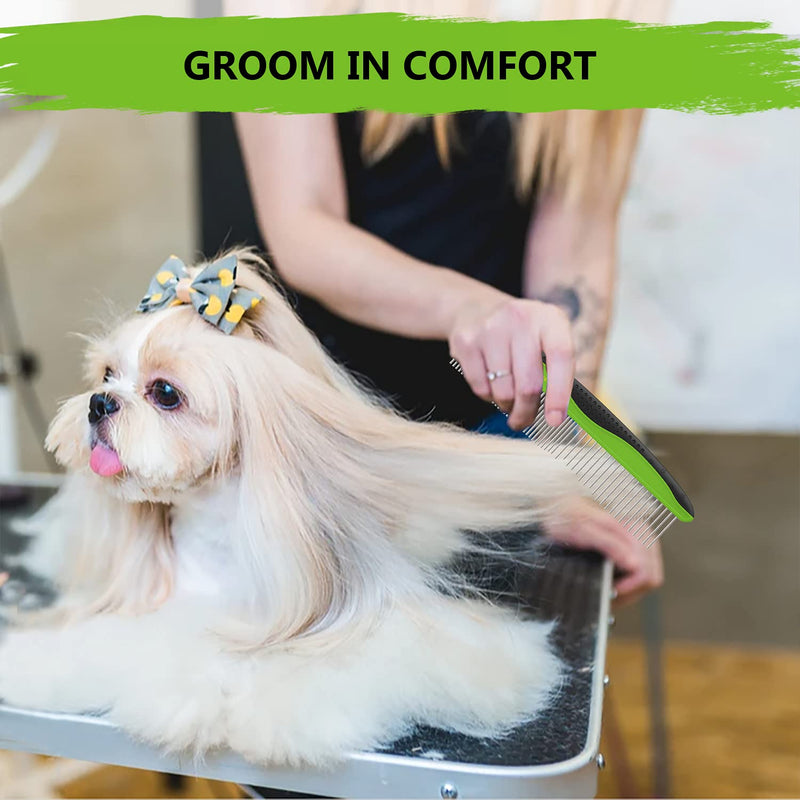 Tminnov Self Cleaning Slicker Brush, Dog Brush / Cat Brush for Shedding and Grooming, Deshedding Tool for Pet - Gently Removes Long and Loose Undercoat, Mats and Tangled Hair (Green(Upgraded,with Comb)) Green(Upgraded,with Comb) - PawsPlanet Australia