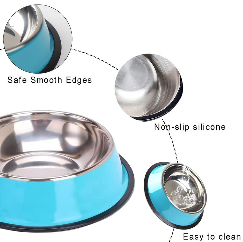 Stainless Steel Cat Bowl, 3 Pack Metal Cat Food Water Bowls, Non-Slip Pet Feeding Bowl with Rubber Base for Indoor Cats Small Medium Large Dogs (XS-15cm) XS-15cm - PawsPlanet Australia