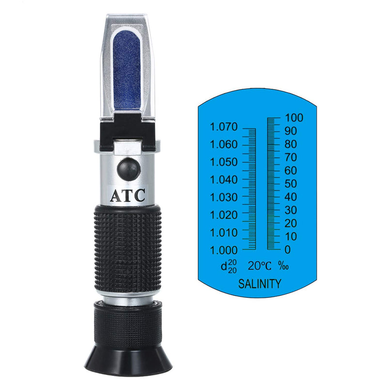 KKmoon Salinity Refractometer, Handheld Seawater Hydrometers, Optical Salinity Tester, Portable ATC Refractometer, Dual Scale Saltwater Tester for Aquarium, Seawater, Pool, Fish Tank - PawsPlanet Australia