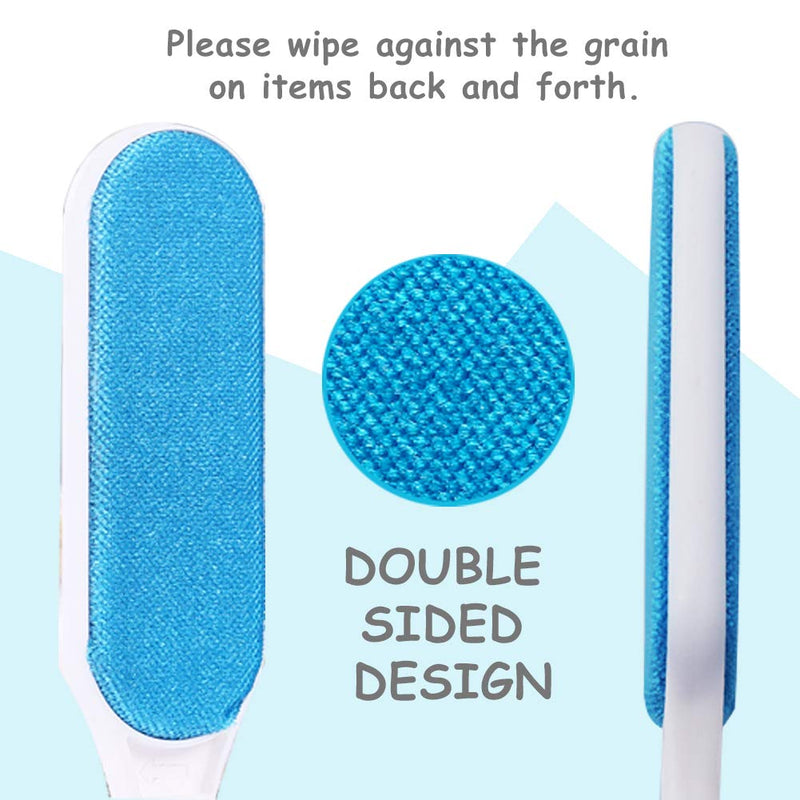 furrybaby Pet Hair Remover Brush with Self Cleaning Base, Double-Sided Lint Brush Removes Dog Cat Fur from Clothing, Furniture, Car Set-Travel Size Included Blue - PawsPlanet Australia