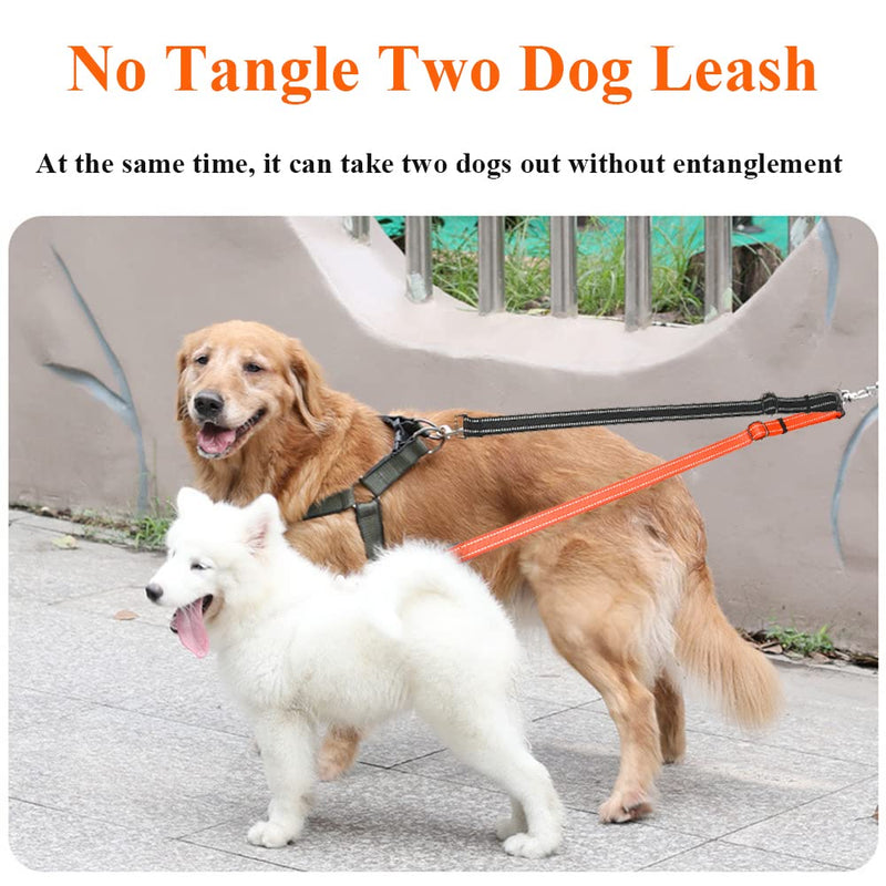 ASOCEA Double Dog Leash Tangle-Free Double Dog Leash Coupler No Tangle 360° Rotating Reflective Cable Attachment for Small Medium and Large Dogs Puppies Running Training Double Dog Leashes - PawsPlanet Australia