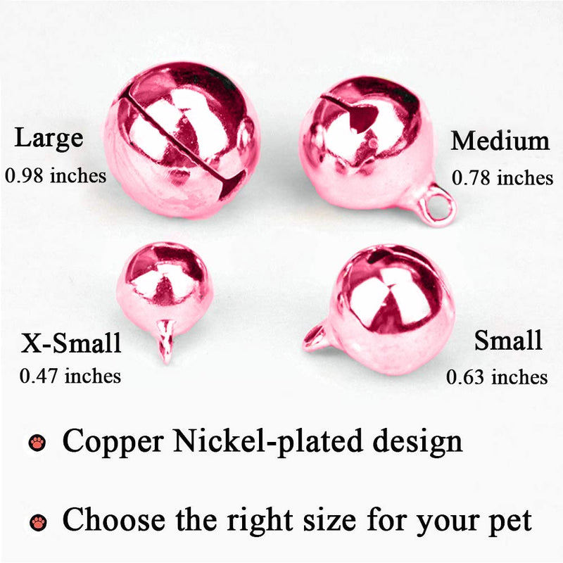 IVIA PET 4 Sets Cat Bell for Dog Collar Charm Training Pet Pendant Accessories with 2 Pack Stainless Steel Dog Tag Clips X-S Pink - PawsPlanet Australia