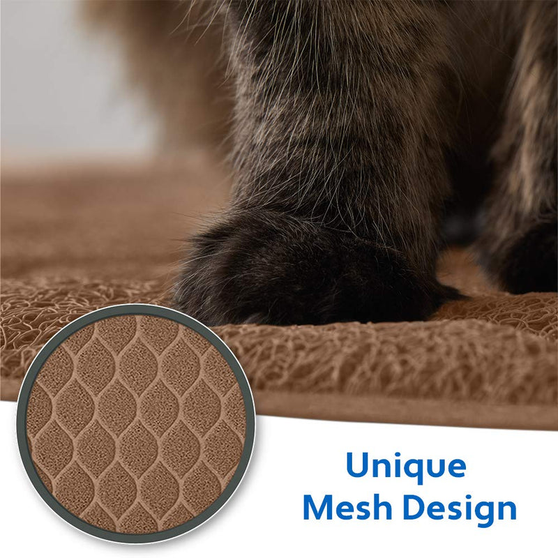 MIGHTY MONKEY Premium Cat Litter Mat, Best Scatter Control, Litter Trapping Mat, Easy to Clean, Under Litter Box Mat, Slip Resistant Backing, Soft on Kitty Cats Paws, Mesh, Keeps Floor Clean Extra Large (35" x 23") Latte - PawsPlanet Australia