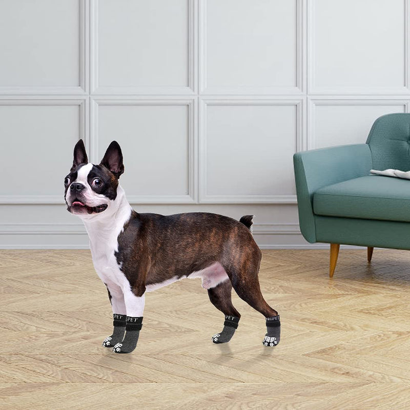 BINGPET Anti-Slip Dog Socks for Indoor Wear, 2 Pairs Soft Adjustable Pet Paw Protector with Non-slip Footprint Patterns for Puppy Doggy Traction Control on Hardwood Floor 2XL - PawsPlanet Australia