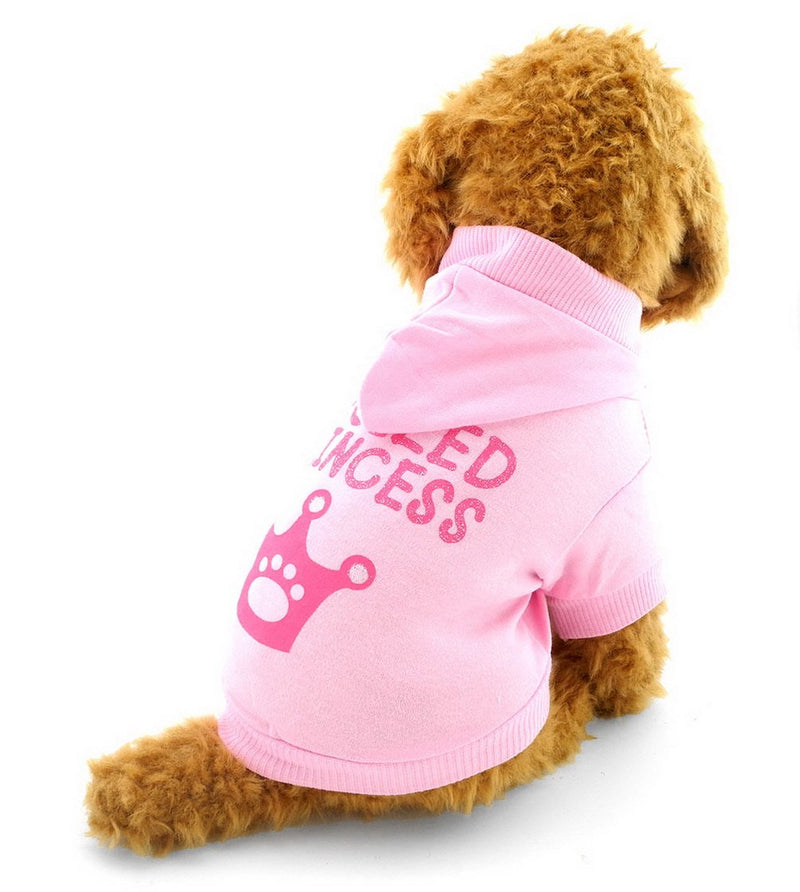 SMALLLEE_LUCKY_STORE Small Dog Spoiled Hoodie Chihuahua Clothes for Girls Crown Puppy Tee T shirt for Cat Yorkshire Toy Poodle Pink XS - PawsPlanet Australia