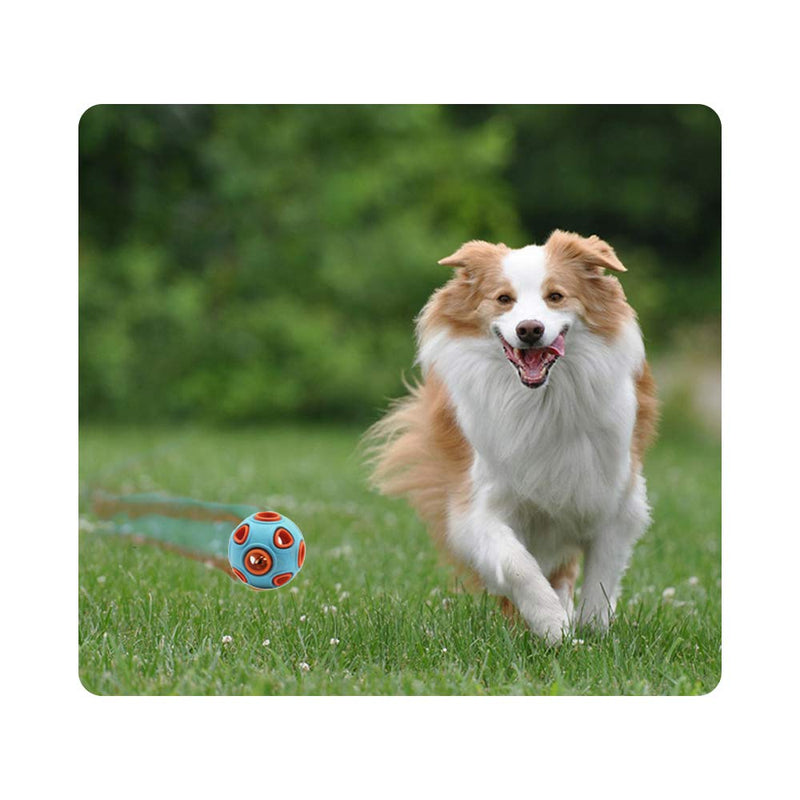 WishLotus Dog Ball, Dog Interactive Toy with Ring Bell Toys Dog Rubber Balls Bouncy Ball Pet Game Puzzle Ball to Increase IQ Search & Catch Bite Resistant Toy For Pet Chew Toy (S, Blue + orange) S - PawsPlanet Australia