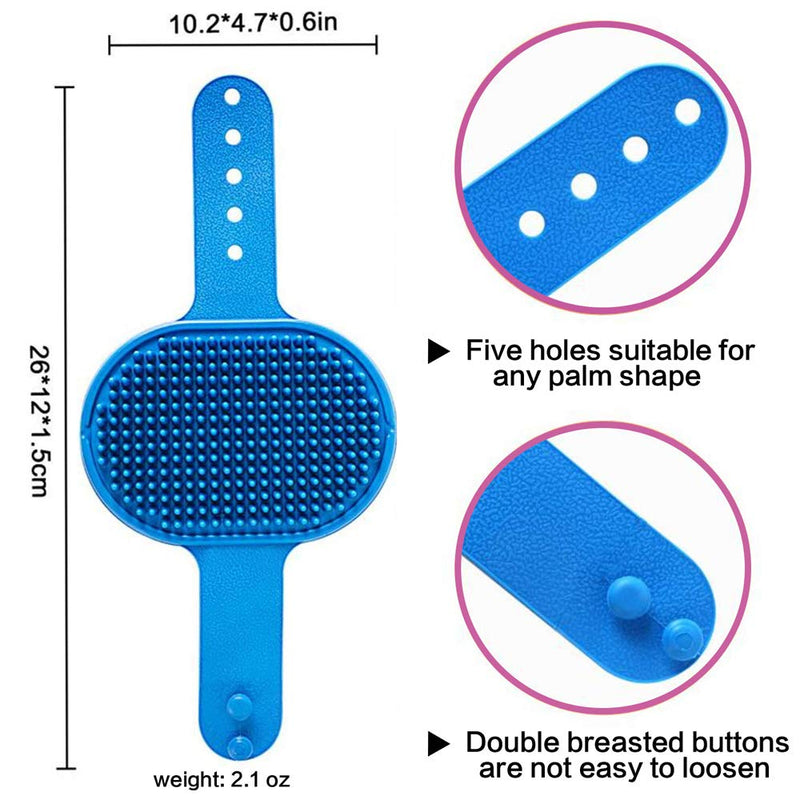 Pet Bath Brush for Dogs Cats ,YMCCOOL Pet Grooming Shampoo Brush 2pcs Soothing Massage Rubber Comb with Adjustable Ring Handle for Long Short Haired Dogs and Cats (Blue +Rose) bule + rose - PawsPlanet Australia