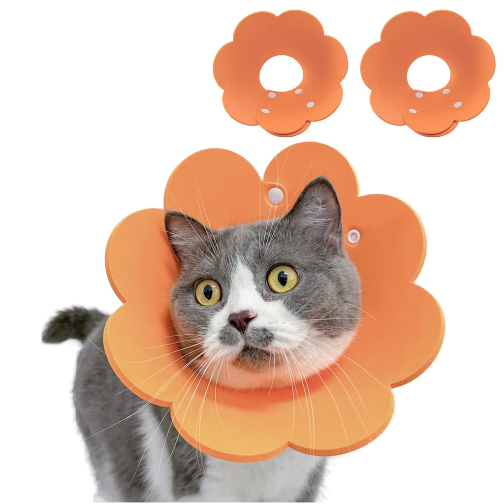 PUMYPOREITY Pack of 2 pet neck collars, cat collar, anti-lick neck collar, cat adjustable protective collar, Elizabethan collar, neck ruffs, protective collar for cats (orange, M) A-orange - PawsPlanet Australia