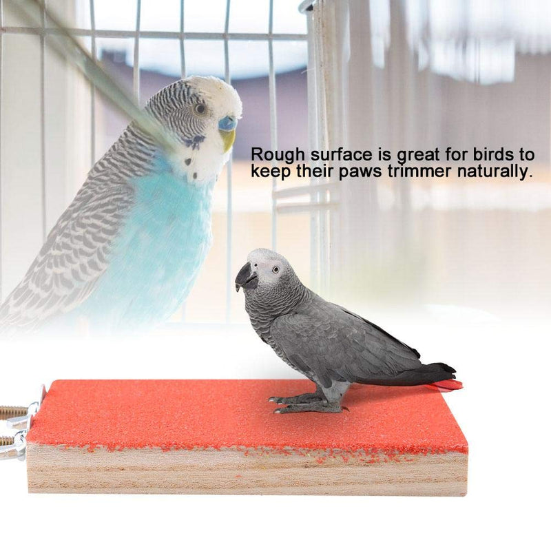 Parrot Platform, Frosted Bird Perch Stand Platform Toy Wood Playground Paw Grinding Toy for Macaw African Greys Budgies Parakeet Conure Hamsters 9 x 13cm/3.5 x 5 inch(Red) Red - PawsPlanet Australia