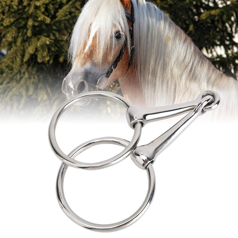 Pssopp Snaffle Bit Stainless Steel Horse Ring Hollow Jointed Mouth Horse Loose Oval Mouth Equestrian Supplies - PawsPlanet Australia