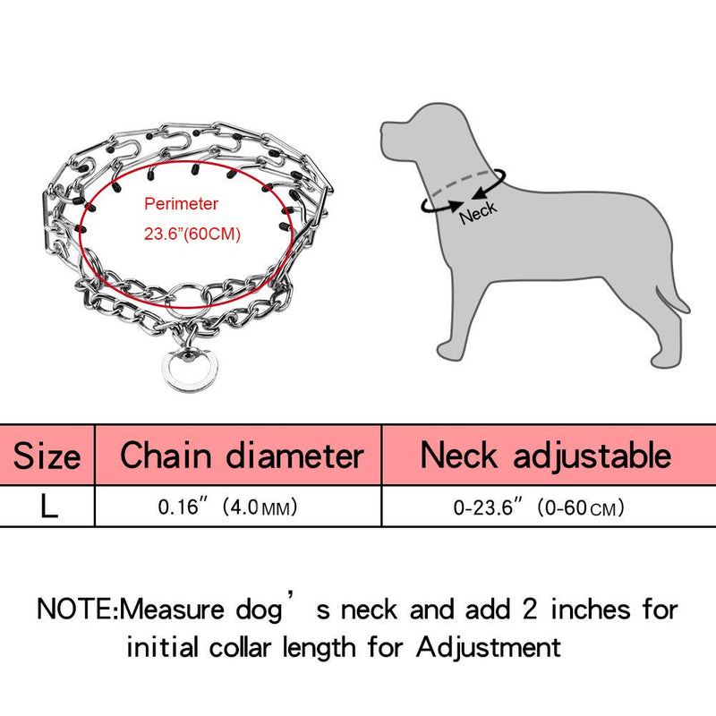 [Australia] - Aheasoun Dog Prong Training Collar, Stainless Steel Adjustable with Comfort Rubber Tips, Safe and Effective, for Small Medium Large Dogs Large,4mm,23.6-Inch 