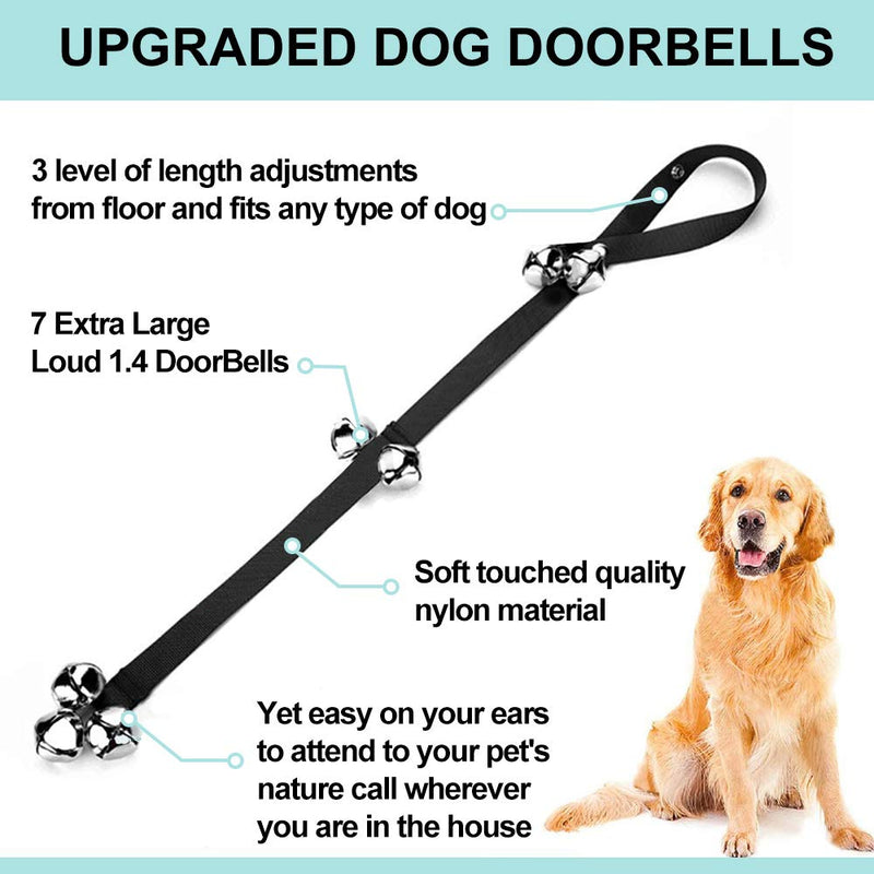 CUPDKS Dog Doorbells Premium Quality Training Potty Great Dog Bells Adjustable Door Bell Dog Bells for Potty Training Your Puppy The Easy Way - Premium Quality - 7 Extra Large Loud 1.4 DoorBells black1 - PawsPlanet Australia