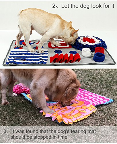 BT Bear Dog Feeding Mat,Pet Snuffle Mat Puppy Training Pad Pet Nose Work Blanket Non Slip Pet Activity Foraging Skill Stress Release Mat for Medium Large Dogs (Blue-70 * 105CM) Blue--Large - PawsPlanet Australia