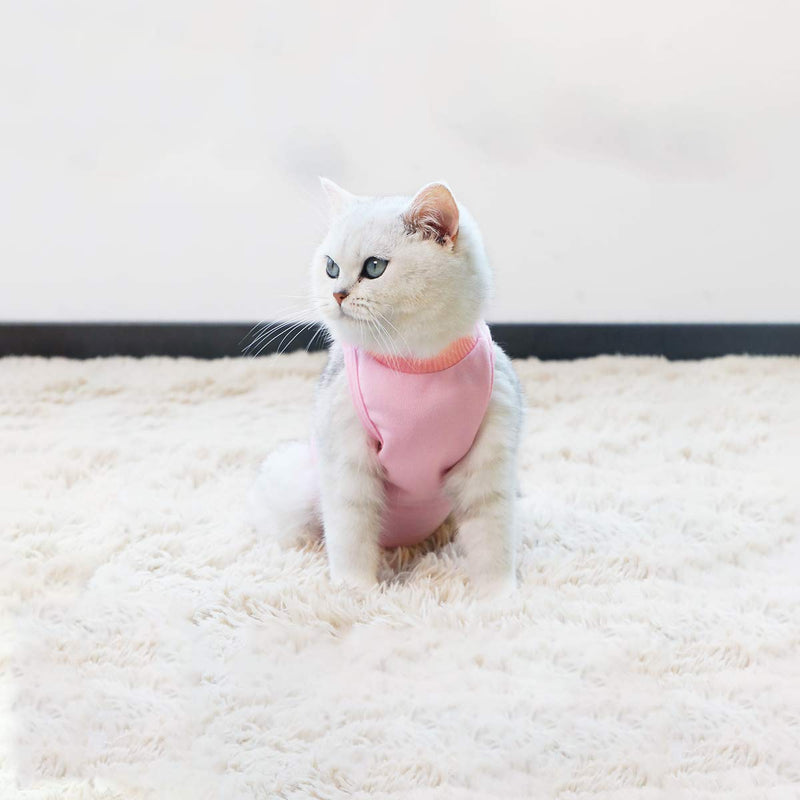 POPETPOP Recovery Suit Sterilization Care Wipe Medicine Prevent Licking After Surgery Wear Weaning and Warm Recovery Cloth Suit for Cats Dogs Pets - Length Approx. 28cm (Pink) - PawsPlanet Australia