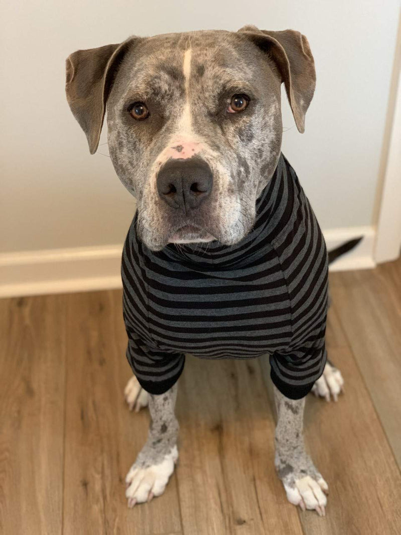 [Australia] - Tooth & Honey Big Dog/Stripe Shirt/Pullover/Full Belly Coverage/for Big Dogs/Pitbull Shirt/Black & Grey Extra Large 