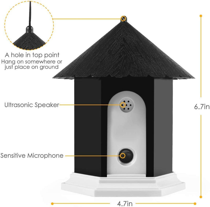 [Australia] - YC° Outdoor Bark Control Device, Anti Barking Device, Ultrasonic Stop Dog Bark Deterrents with Adjustable Ultrasonic Level Control Sonic Bark Deterrents Up to 50 Ft. Range Safe for Dogs black 